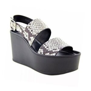 Vince Black Snakeskin Wedges